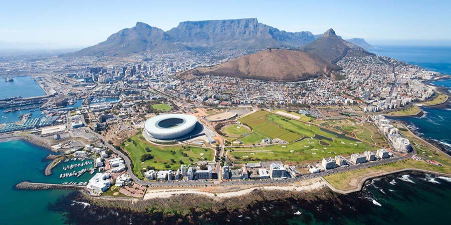 A panoramic view of Cape Town from above